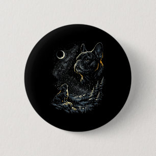 French bulldog howling at moon vintage 90s funny 6 cm round badge