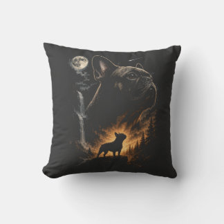 French Bulldog Howling at the Moon Shirt, Vintage Cushion