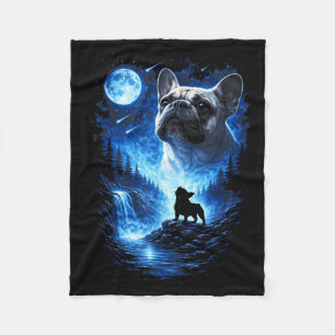 French bulldog howling at the moon starry night fleece blanket