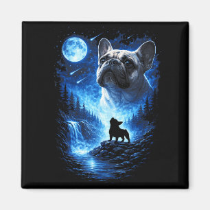 French bulldog howling at the moon starry night magnet