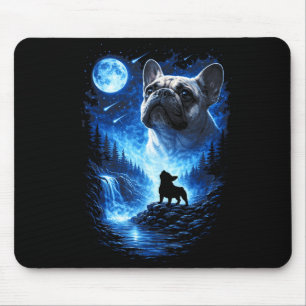 French bulldog howling at the moon starry night mouse pad