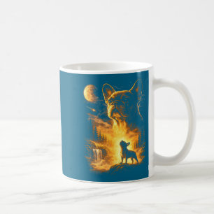 French Bulldog Howling Moon Meme Artwork Coffee Mug
