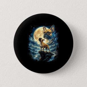 French bulldog howling to the moon animal meme 90s 6 cm round badge