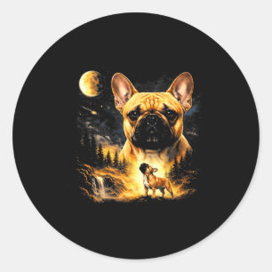 French Bulldog Howling To The Moon Vintage 90s Fun Classic Round Sticker