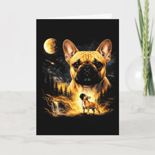 French bulldog howling to the moon vintage 90sFren Card