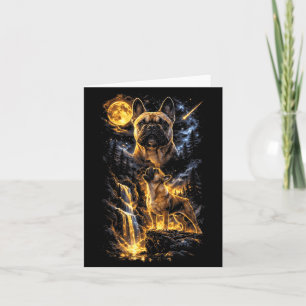 French Bulldog Howling to The Moon Vintage Funny Card