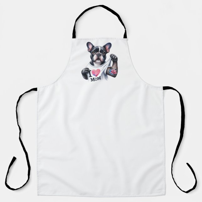 French Bulldog I Heart Mum Tattoo Apron (Front)