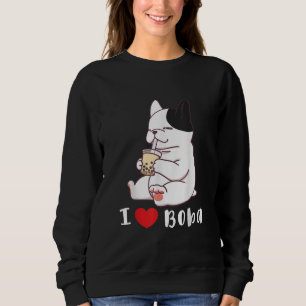 French Bulldog I Love Boba Bubble Milk Tea Dog Cut Sweatshirt