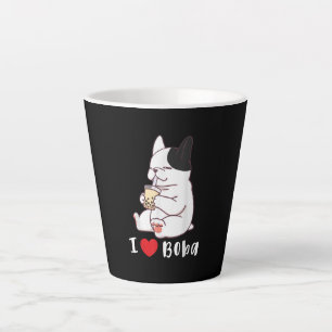 french bulldog i love boba bubble milk tea gift latte mug