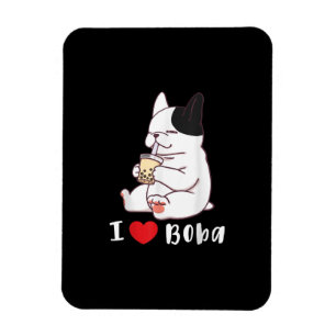 french bulldog i love boba bubble milk tea gift magnet