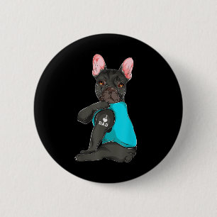 French Bulldog I Love Dad Tattoo Apparel, Dog Dad 6 Cm Round Badge