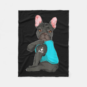 French Bulldog I Love Dad Tattoo Apparel, Dog Dad  Fleece Blanket