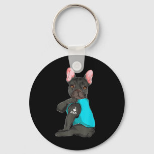 French Bulldog I Love Dad Tattoo Apparel, Dog Dad Key Ring