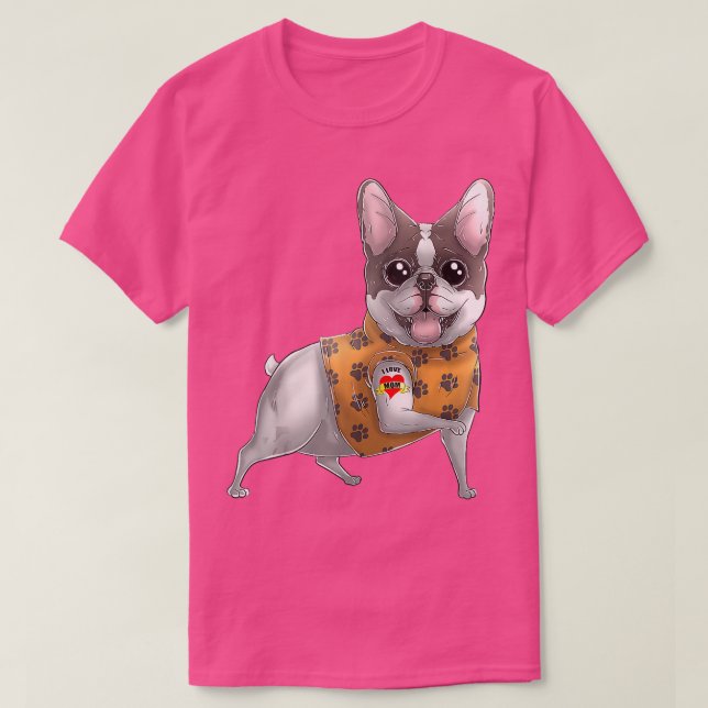 French Bulldog I Love Mom Tattoo Dog  Mother's Day T-Shirt (Design Front)