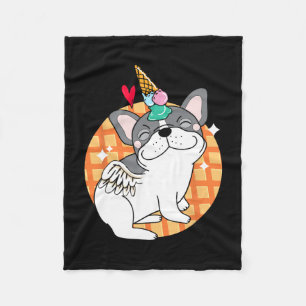 French Bulldog Ice Cream Frenchie Birthday Fleece Blanket