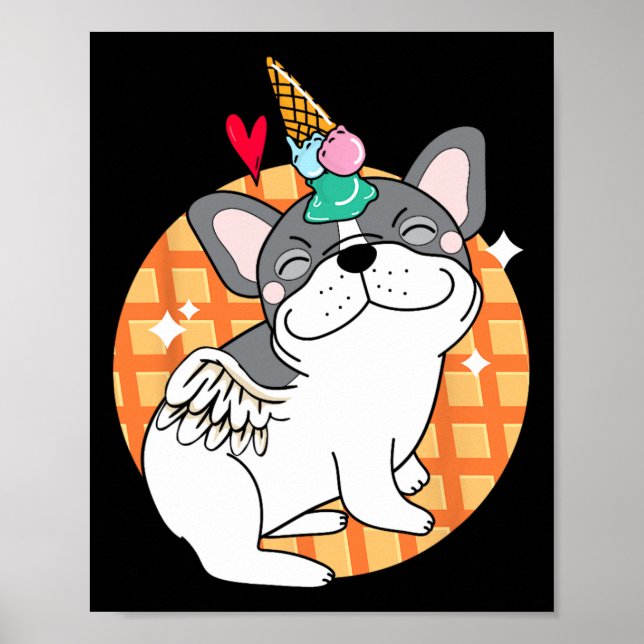 French Bulldog Ice Cream Frenchie Birthday  Poster (Front)