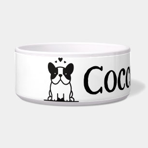 French bulldog icon with name bowl