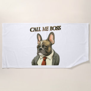 French Bulldog in a Suit   Beach Towel