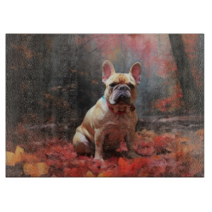 French Bulldog in Autumn Leaves Fall Inspire Cutting Board