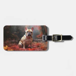 French Bulldog in Autumn Leaves Fall Inspire Luggage Tag