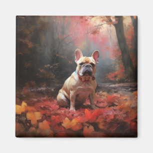 French Bulldog  in Autumn Leaves Fall Inspire  Magnet
