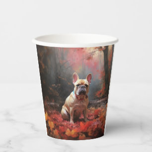 French Bulldog in Autumn Leaves Fall Inspire Paper Cups