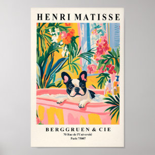 French Bulldog In Bathtub, Funny Bathroom Poster,  Poster