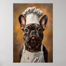 French Bulldog In Chefs Hat Poster, Pet Poster