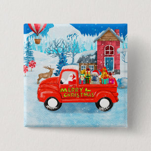French Bulldog in Christmas Delivery Truck Snow 15 Cm Square Badge