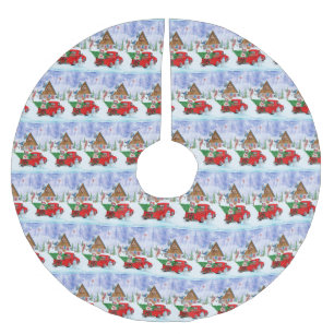 French Bulldog In Christmas Delivery Truck Snow Brushed Polyester Tree Skirt