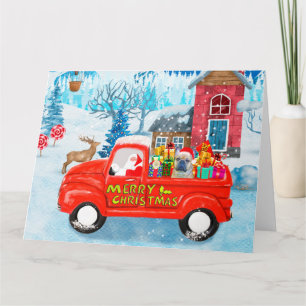 French Bulldog in Christmas Delivery Truck Snow Card