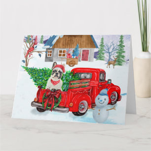 French Bulldog In Christmas Delivery Truck Snow Card