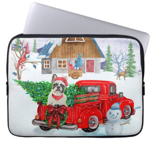 French Bulldog In Christmas Delivery Truck Snow Laptop Sleeve