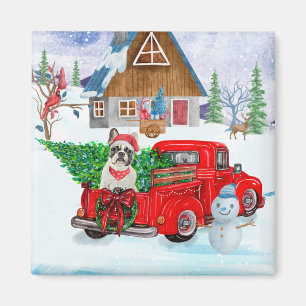 French Bulldog In Christmas Delivery Truck Snow Magnet