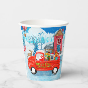 French Bulldog in Christmas Delivery Truck Snow Paper Cups