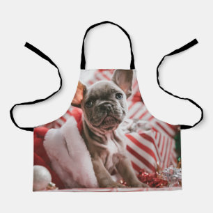 French Bulldog in Christmas Hat Apron