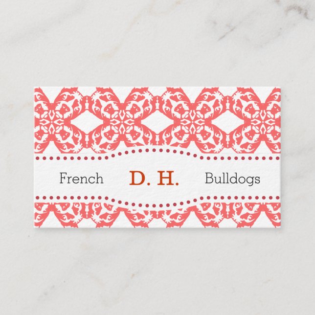 French Bulldog in coral Business Card (Front)