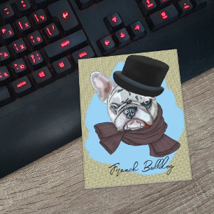 French Bulldog in hat and scarf Postcard