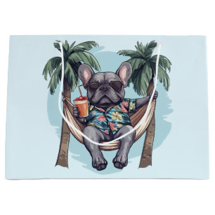 French Bulldog In Hawaiian Top Large Gift Bag