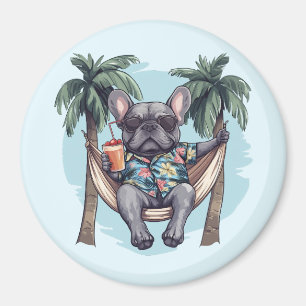 French Bulldog In Hawaiian Top Magnet