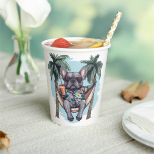 French Bulldog In Hawaiian Top Paper Cups