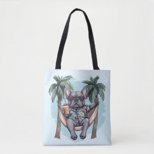 French Bulldog In Hawaiian Top Tote Bag