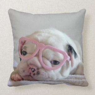 French Bulldog in Heart Glasses Cushion
