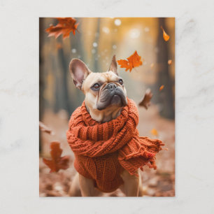 French Bulldog in Knitted Dog Attire Holiday Postcard