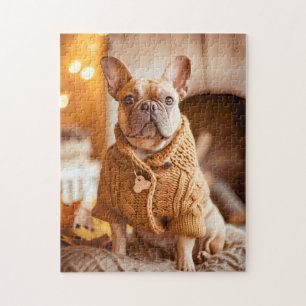 French Bulldog in Knitted Dog Attire Jigsaw Puzzle