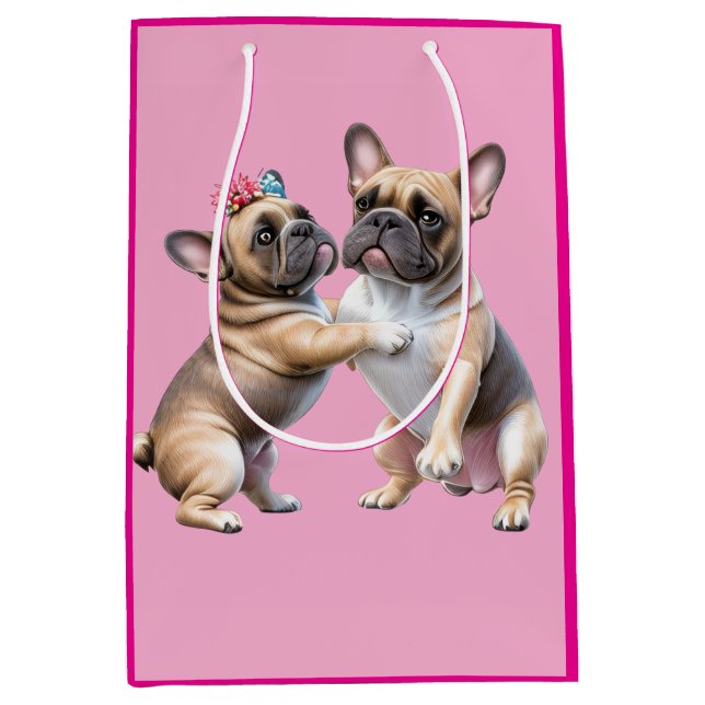 French Bulldog in love Valentine's Day  Medium Gift Bag (Front)