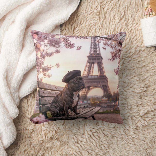 French Bulldog In Paris Cushion (Blanket)