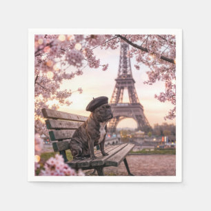 French Bulldog In Paris Napkin