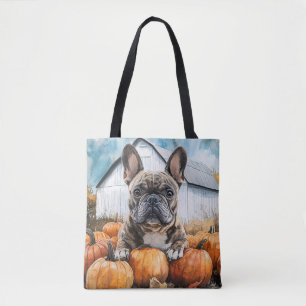 French Bulldog in Pumpkin Patch Tote Bag