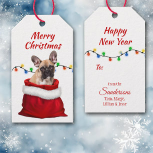 French Bulldog in Santa Bag Gift Tags